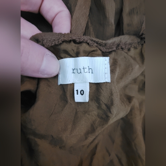 Ruth Elegant Brown Women's 100% Silk Dress Size 10 - Picture 6 of 7